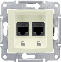 Розетка компьютерная экранированная без рамки Schneider Electric Sedna 2-м. RJ45+RJ45 5e бежевый картинка